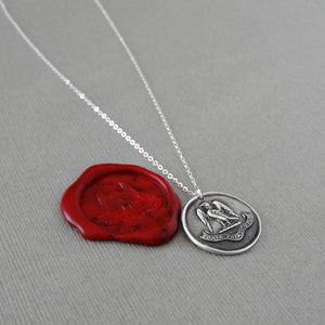 Following My Destiny - Antique Silver Wax Seal Necklace With Falcon