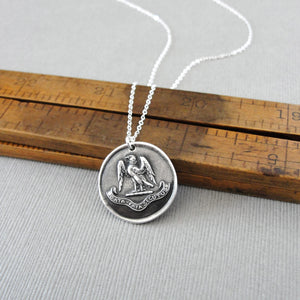 Following My Destiny - Antique Silver Wax Seal Necklace With Falcon