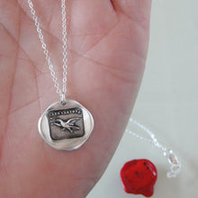 Load image into Gallery viewer, Fearless - Silver Wax Seal Necklace Eagle Soar Without Fear
