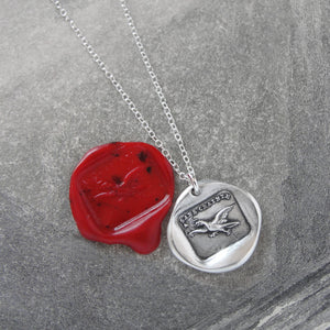 Fearless - Silver Wax Seal Necklace Eagle Soar Without Fear
