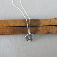 Load image into Gallery viewer, First Step Wax Seal Necklace - antique wax seal charm jewelry - First Step Is Always The Hardest motto in French - RQP Studio
