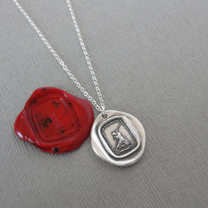 First Step Wax Seal Necklace - antique wax seal charm jewelry - First Step Is Always The Hardest motto in French - RQP Studio
