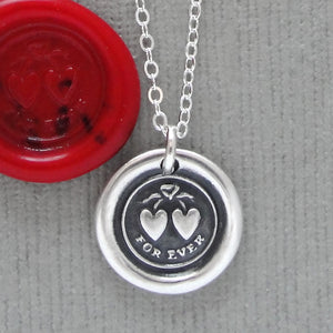 Wax Seal Necklace For Ever Hearts - Love Wax Seal Charm Jewelry In Silver by RQP Studio