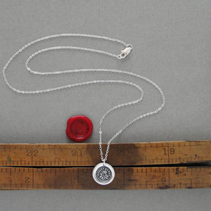 Forget Me Not - Wax Seal Necklace In Silver - Flower Wax Seal Charm Jewelry