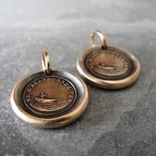 Load image into Gallery viewer, Bronze Wax Seal Pendant - Do Not Leave Me - figure guided by North Star - RQP Studio
