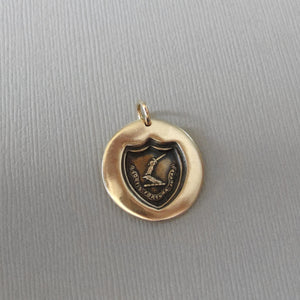 Fortune Favors The Brave - Wax Seal Jewelry Pendant In Antique Bronze