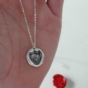 Fortune Favors The Brave - Silver Wax Seal Necklace Sword Strength Symbol