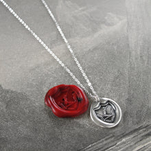 Load image into Gallery viewer, Fortune Favors The Brave - Silver Wax Seal Necklace Sword Strength Symbol

