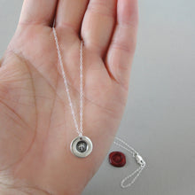 Load image into Gallery viewer, Tiny Fox Mask Wax Seal Necklace In Silver Symbolizing Wisdom Wit - RQP Studio

