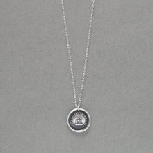 Load image into Gallery viewer, Freedom Makes Me Faithful - Wax Seal Necklace In Silver - Antique Bird and Birdcage Wax Seal Jewelry
