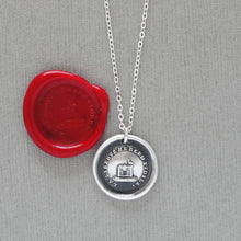 Load image into Gallery viewer, Freedom Makes Me Faithful - Wax Seal Necklace In Silver - Antique Bird and Birdcage Wax Seal Jewelry
