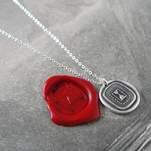 Time Passes But The Friendship Remains - Silver Wax Seal Necklace 