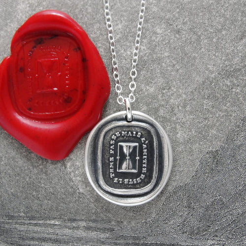 Time Passes But The Friendship Remains - Silver Wax Seal Necklace 