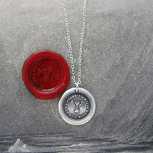 Load image into Gallery viewer, Silver Winged Hourglass Wax Seal Necklace - Time Passes But The Friendship Remains - RQP Studio
