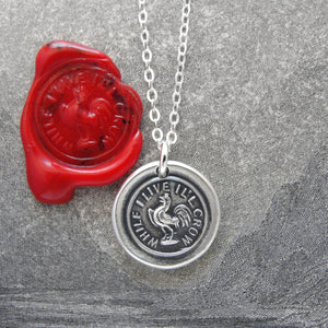 While I Live I'll Crow - Silver Gamecock Wax Seal Necklace Stay Cocky - RQP Studio