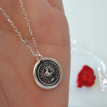Load image into Gallery viewer, While I Live I&#39;ll Crow - Silver Gamecock Wax Seal Necklace Stay Cocky - RQP Studio
