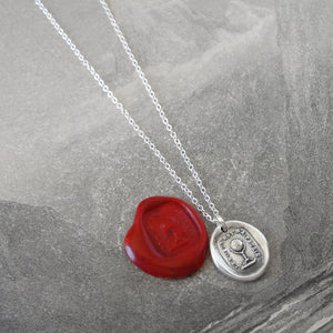 The World Is My Home - Silver Wax Seal Necklace - Globe Trotter Gallivanter Traveler - RQP Studio