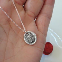 Load image into Gallery viewer, The World Is My Home - Silver Wax Seal Necklace - Globe Trotter Gallivanter Traveler - RQP Studio
