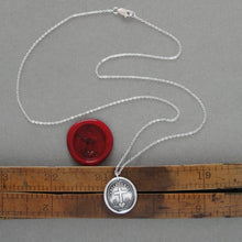 Load image into Gallery viewer, God&#39;s Grace Uplifts Wax Seal Necklace In Silver - Antique Wax Seal Jewelry Latin Motto Cross Heart Faith
