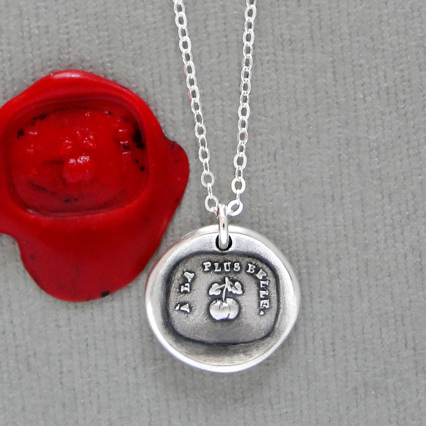 Silver Wax Seal Necklace Eris & Golden Apple - To The Most Beautiful - RQP Studio
