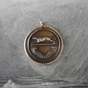 Greyhound Wax Seal Pendant - Second To None - antique dog wax seal charm jewelry - RQP Studio