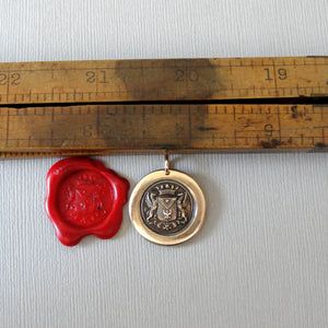 Griffin Wax Seal Pendant - Courage Strength - Antique Bronze Wax Seal Jewelry