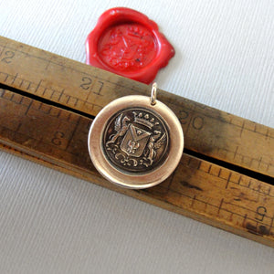 Griffin Wax Seal Pendant - Courage Strength - Antique Bronze Wax Seal Jewelry