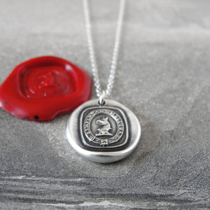 Silver Griffin Wax Seal Necklace - Always Toward Better Things Motto