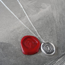 Load image into Gallery viewer, Silver Griffin Wax Seal Necklace - Always Toward Better Things Motto
