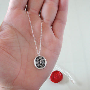 Silver Griffin Wax Seal Necklace - Always Toward Better Things Motto