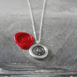 Give It Your All - Silver Griffin Wax Seal Necklace - Strength Symbol 
