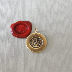 What I Wish Is Not Mortal - Griffin Wax Seal Charm - Love Happiness Antique Bronze Wax Seal Jewelry