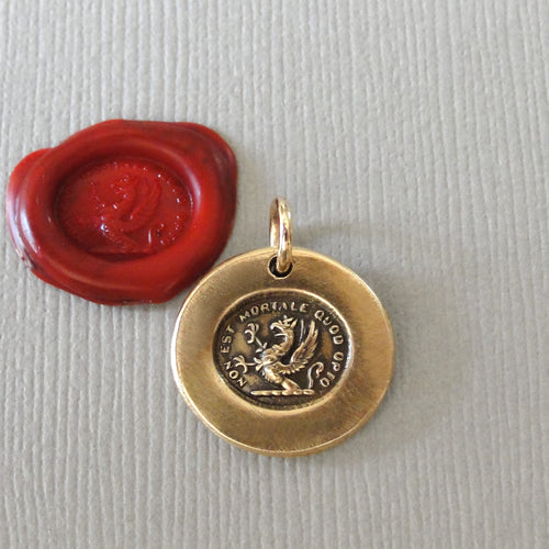 What I Wish Is Not Mortal - Griffin Wax Seal Charm - Love Happiness Antique Bronze Wax Seal Jewelry