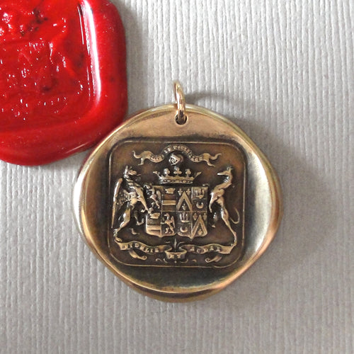 Wax Seal Pendant Griffin and Greyhound - Antique Wax Seal Charm Jewelry Motto Fear the Vortex