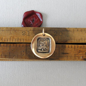 Grow Don't Change - Wax Seal Jewelry Pendant With Evergreen Tree In Antique Bronze