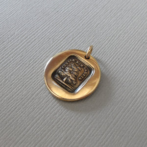 Grow Don't Change - Wax Seal Jewelry Pendant With Evergreen Tree In Antique Bronze