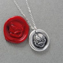 Load image into Gallery viewer, Perseverance - Silver Wax Seal Necklace Tiny Hawk - Keep Going Achieve Goals

