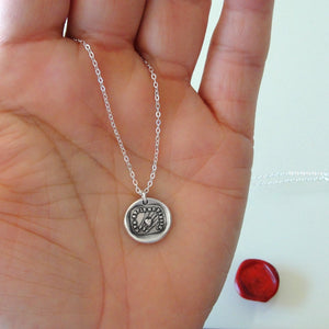 Wax Seal Necklace In Silver Heart Arrow - Only One Wounds Me - True Love - RQP Studio