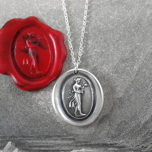 Hebe Goddess of Youth - Silver Wax Seal Necklace - RQP Studio