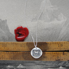 Load image into Gallery viewer, Silver Horse Wax Seal Necklace - High Spirited Equestrian Antique Wax Seal Jewelry - RQP Studio
