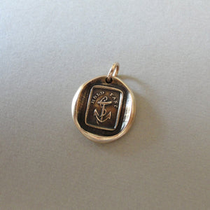 Hold Fast - Bronze Anchor Wax Seal Charm - Antique Hope Motto Pendant