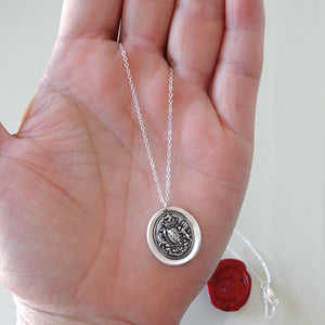 Honor Guide My Steps - Silver Wax Seal Necklace With Rampant Lions