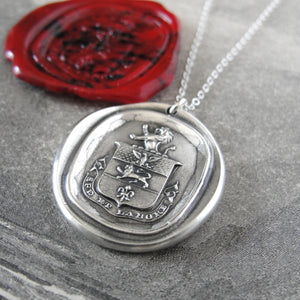 Hope And Work - Silver Lion Wax Seal Necklace - RQP Studio