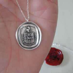 Hope And Work - Silver Lion Wax Seal Necklace - RQP Studio
