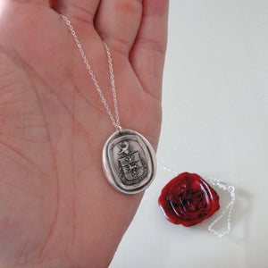 Hope And Work - Silver Lion Wax Seal Necklace - RQP Studio