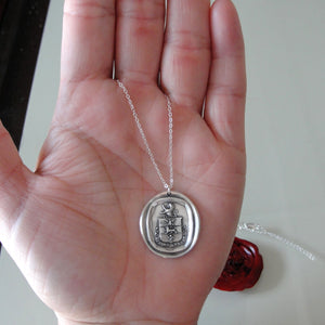 Hope And Work - Silver Lion Wax Seal Necklace - RQP Studio