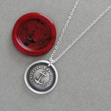Load image into Gallery viewer, Anchor Wax Seal Necklace in silver - Hope Sustains Me - RQP Studio
