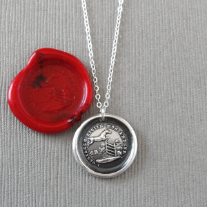 Horse Jumping Wax Seal Necklace In Silver - antique wax seal jewelry Overcome Obstacles Rise To Occasion