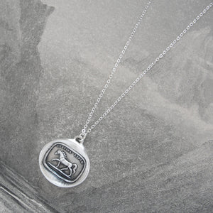 Make Haste Slowly - Silver Horse Wax Seal Necklace - Equestrian Jewelry