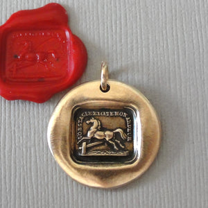 Horse Wax Seal Pendant - Antique Bronze Jewelry
